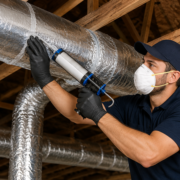 technician sealing duct